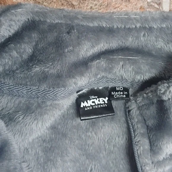 Disney Mickey and Friends Plush Cropped Gray Zip-Up Pullover - Picture 2 of 5